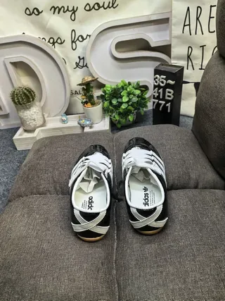 Adidas Black White Glossy Patent Leather Upper Three Stripes Lifestyle Sneakers 8
