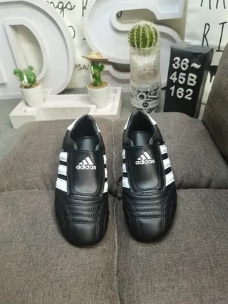 Adidas Black White Laceless Slip-On Quilted Leather Upper Indoor Soccer Shoes 10