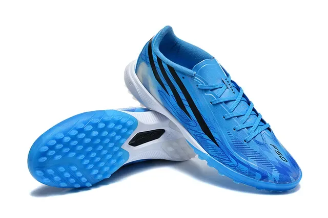 Adidas Blue Black Low-Cut Synthetic Upper Asymmetrical Lacing Artificial-Grass Soccer Shoes 7