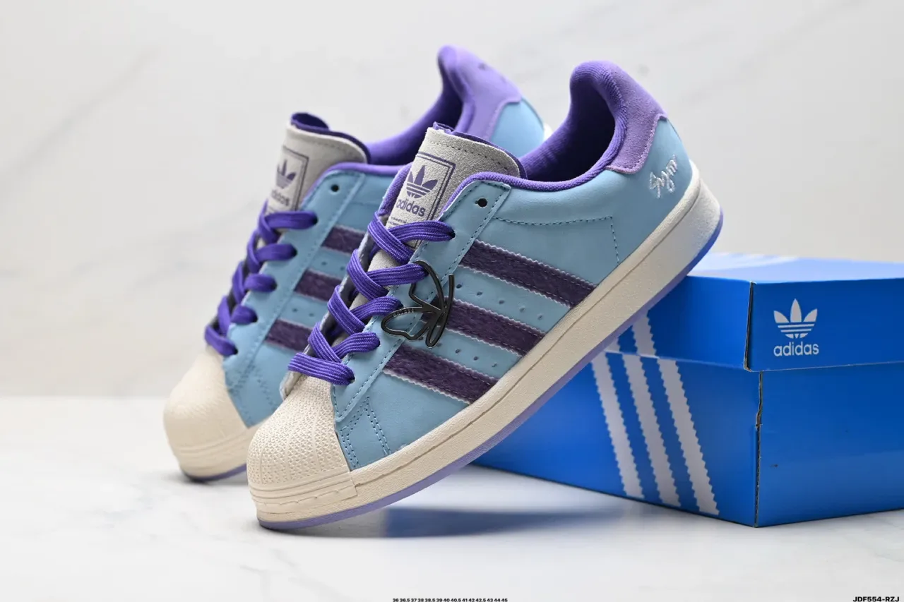Adidas Blue Purple Suede Upper Three-Stripe Side Panel Lifestyle Sneakers 3