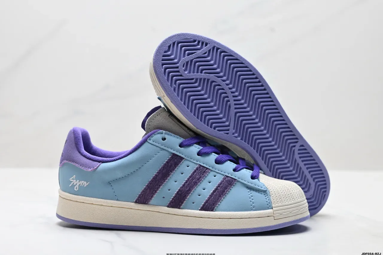 Adidas Blue Purple Suede Upper Three-Stripe Side Panel Lifestyle Sneakers 9