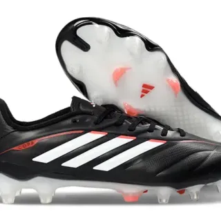 Adidas Copa Negro Blanco Cuero Superior Tres Rayas Campo Firme Zapatos de Fútbol