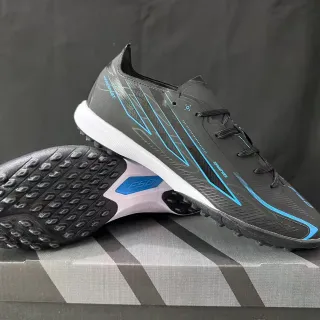 Adidas F50 Black Blue Low-Cut Lace-Up White Midsole Contrast Turf Soccer Shoes