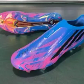 Adidas F50 Laceless Azul Rosa Iridiscente FG Zapatos de Fútbol