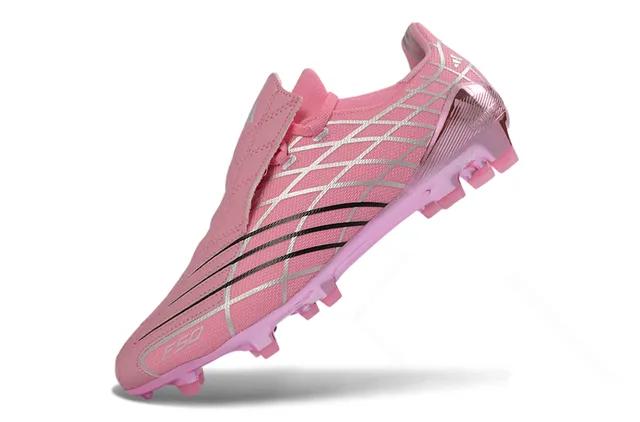 Adidas F50 Rose Argent Grid Sans Lacets Terrain Firme Chaussures de Football 3
