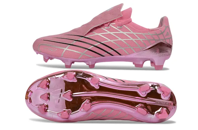 Adidas F50 Rose Argent Grid Sans Lacets Terrain Firme Chaussures de Football 6