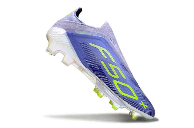 Adidas F50+ বেগুনি এবং নিওন গ্রিন ফার্ম-গ্রাউন্ড সকার শু 2