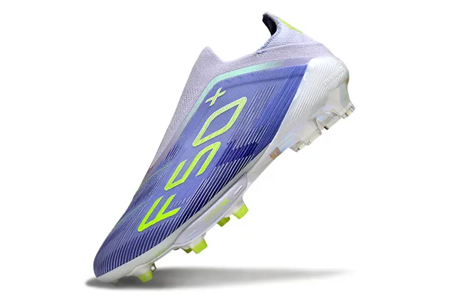 Adidas F50+ বেগুনি এবং নিওন গ্রিন ফার্ম-গ্রাউন্ড সকার শু 3