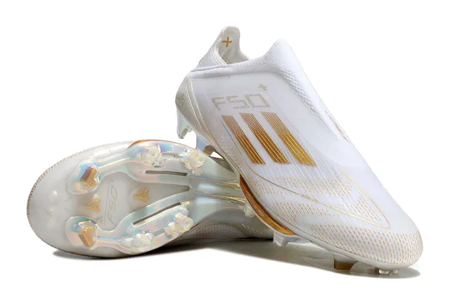 Adidas F50 Blanco y Dorado Iridiscente Zapatillas de Fútbol para Terreno Firme 3