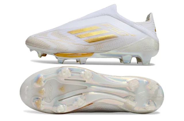 Adidas F50 Blanco y Dorado Iridiscente Zapatillas de Fútbol para Terreno Firme 5