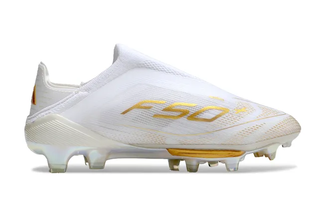 Adidas F50 Blanco y Dorado Iridiscente Zapatillas de Fútbol para Terreno Firme 7