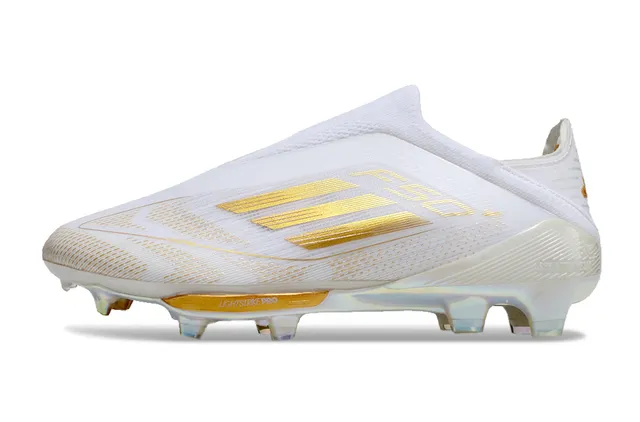 Adidas F50 Blanco y Dorado Iridiscente Zapatillas de Fútbol para Terreno Firme 8