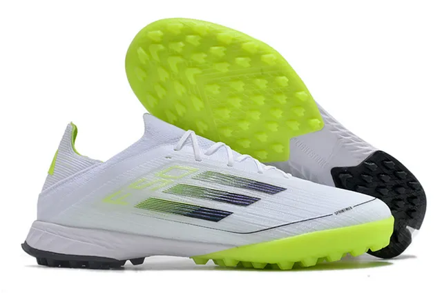 Adidas F50 সাদা সবুজ নিট আপার গ্র্যাডিয়েন্ট থ্রি-স্ট্রাইপ টার্ফ সকার জুতো 5
