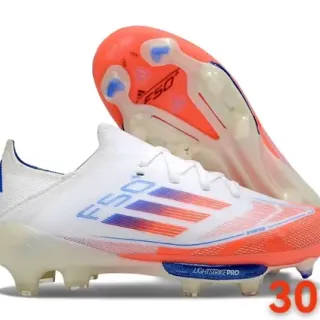 Adidas F50 White Orange Low-Cut Ajustement Chaussette Partie supérieure Sprintweb Cage Overlay Terrain Firme Chaussures de football