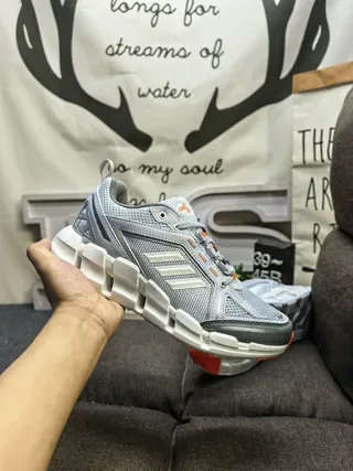 Adidas Gray Mesh Three-Stripe Lifestyle Sneakers 5