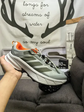 Adidas Gray Orange Midsole Three-Stripe Side Panel Chunky Sneakers 5