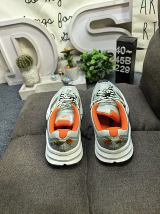 Adidas Gray Orange Midsole Three-Stripe Side Panel Chunky Sneakers 8