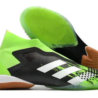 Adidas Green Black Sock-Fit Upper Asymmetrical Cage Indoor Soccer Shoes