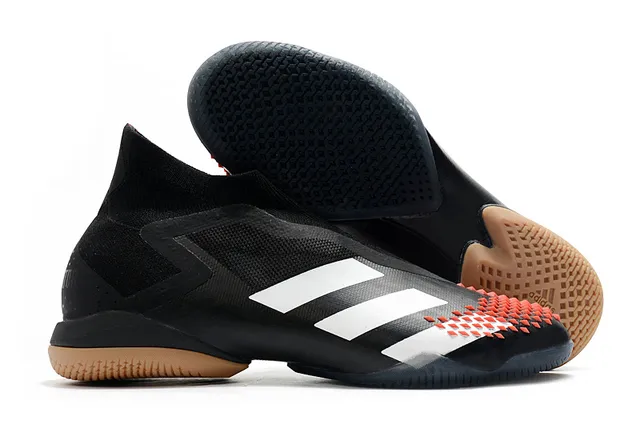 Adidas Sapatos de futebol indoor verde preto, upper de ajuste sock, jaula assimétrica, sapatos de futebol indoor 2