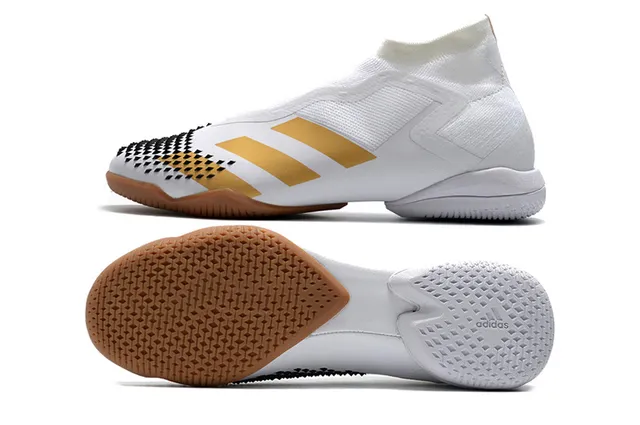 Adidas Sapatos de futebol indoor verde preto, upper de ajuste sock, jaula assimétrica, sapatos de futebol indoor 11