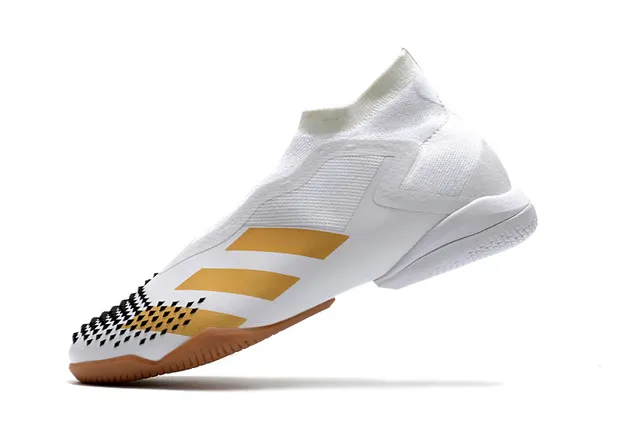 Adidas Sapatos de futebol indoor verde preto, upper de ajuste sock, jaula assimétrica, sapatos de futebol indoor 13