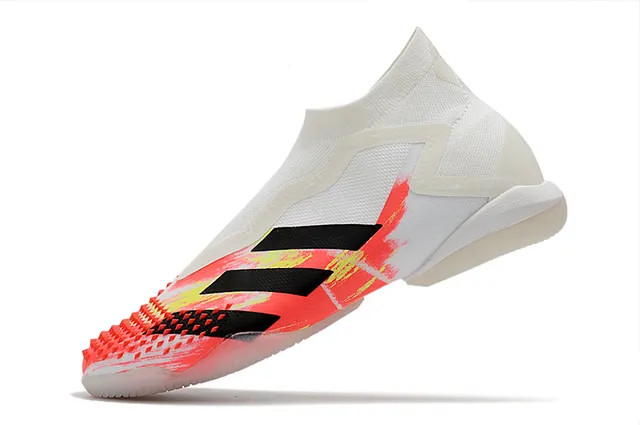 Adidas Sapatos de futebol indoor verde preto, upper de ajuste sock, jaula assimétrica, sapatos de futebol indoor 19