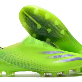 Adidas Green Purple Neon Lime Monochrome Sock-Fit Collar Firm-Ground Soccer Shoes
