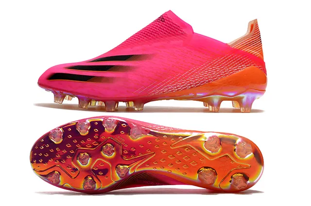 Adidas সবুজ বেগুনি নিওন লাইম একরঙ সক ফিট কলার ফার্ম গ্রাউন্ড সকার জুতো 19