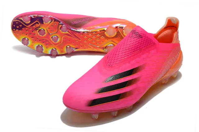 Adidas সবুজ বেগুনি নিওন লাইম একরঙ সক ফিট কলার ফার্ম গ্রাউন্ড সকার জুতো 23
