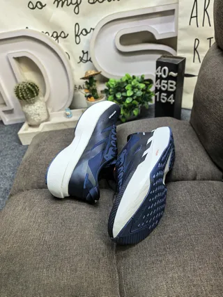 Adidas Navy White Lightweight Racing Silhouette Engineered Mesh Upper Running Shoes 6