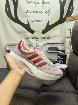 Adidas Pink Red Low-Top Platform Sole Lifestyle Sneakers 5