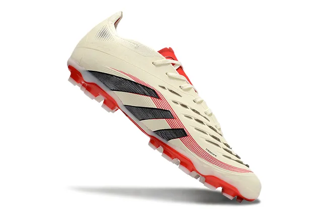 Adidas Predator Beige Red Chuteira de Futebol Baixa Jaula do Antepé Acanalada para Campo Firme Tênis de Futebol 2