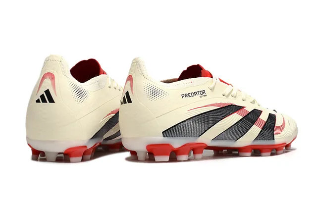 Adidas Predator Beige Red Chuteira de Futebol Baixa Jaula do Antepé Acanalada para Campo Firme Tênis de Futebol 5
