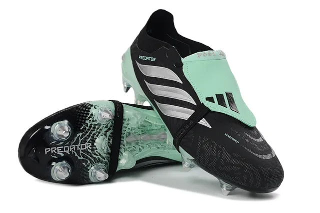 Adidas Predator Negro Verde Bajo Corte Upper Sintético Asimétrica Lacing Cage Firm-Ground Zapatos de Fútbol 4