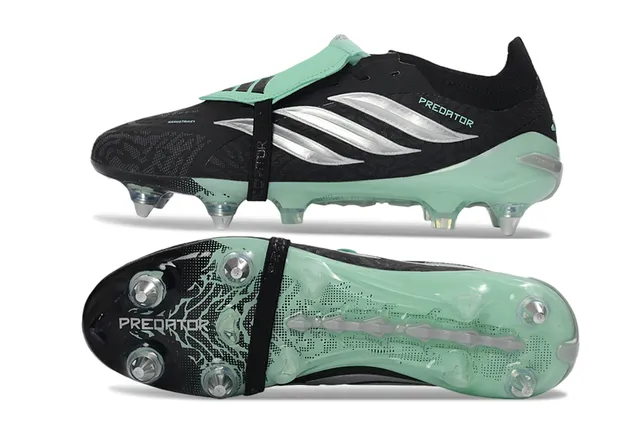 Adidas Predator Negro Verde Bajo Corte Upper Sintético Asimétrica Lacing Cage Firm-Ground Zapatos de Fútbol 6