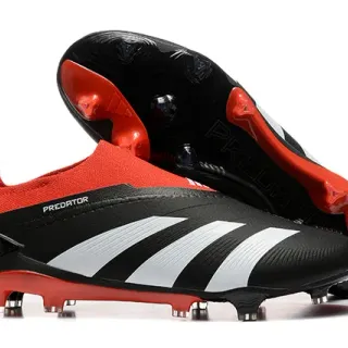 Adidas Predator Noir Rouge Blanc Firm-Ground Chaussures de Football