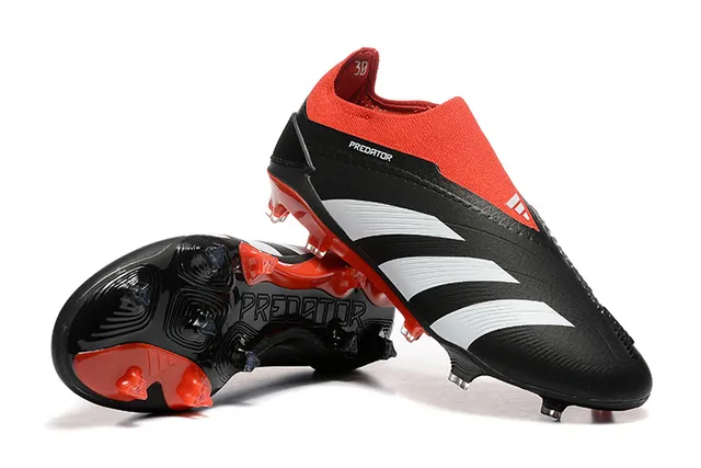 Adidas Predator Noir Rouge Blanc Firm-Ground Chaussures de Football 6