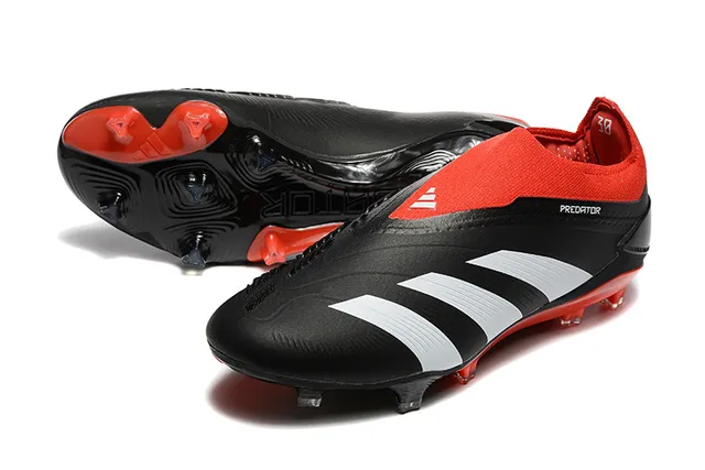 Adidas Predator Noir Rouge Blanc Firm-Ground Chaussures de Football 7