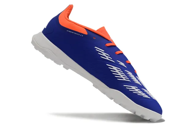 Adidas Predator Blue Orange Low-Cut Synthetic Upper Three-Stripe Side Panel Turf Soccer Shoes 2
