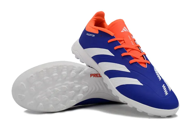 Adidas Predator Blue Orange Low-Cut Synthetic Upper Three-Stripe Side Panel Turf Soccer Shoes 4