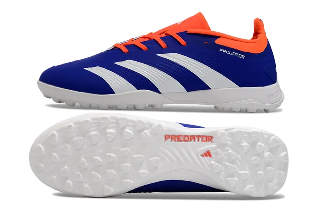 Adidas Predator Blue Orange Low-Cut Synthetic Upper Three-Stripe Side Panel Turf Soccer Shoes 6