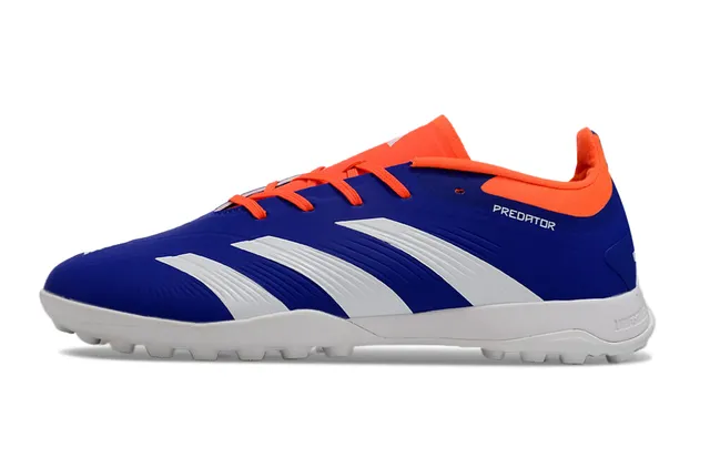 Adidas Predator Blue Orange Low-Cut Synthetic Upper Three-Stripe Side Panel Turf Soccer Shoes 7