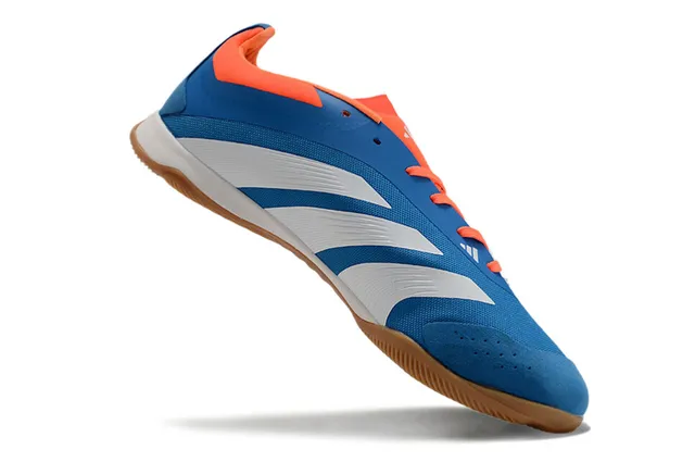 Adidas Predator নীল কমলা সিন্থেটিক টেক্সটাইল উপর তিন সাদা ফিতা ইন্ডোর সকার জুতো 2