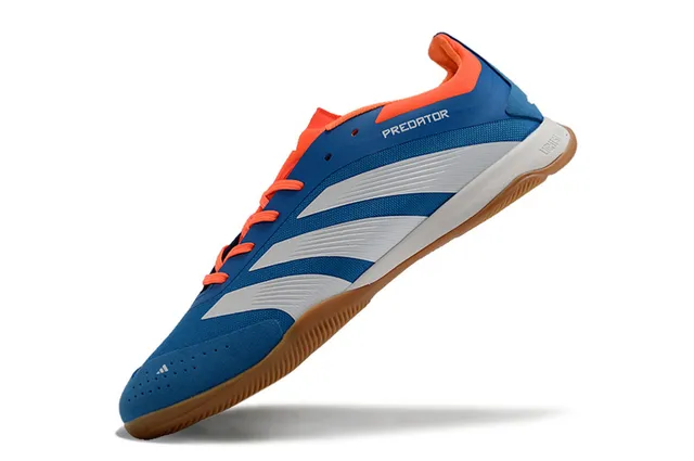 Adidas Predator নীল কমলা সিন্থেটিক টেক্সটাইল উপর তিন সাদা ফিতা ইন্ডোর সকার জুতো 3
