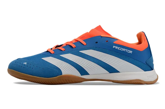 Adidas Predator নীল কমলা সিন্থেটিক টেক্সটাইল উপর তিন সাদা ফিতা ইন্ডোর সকার জুতো 7