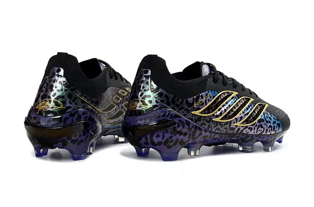 Adidas Predator طباعة الفهد قفص ذهبي أرض صلبة أحذية كرة القدم 5