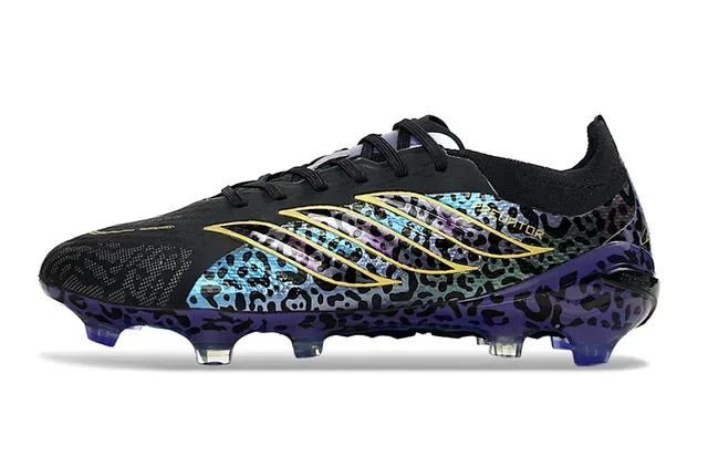 Adidas Predator طباعة الفهد قفص ذهبي أرض صلبة أحذية كرة القدم 7