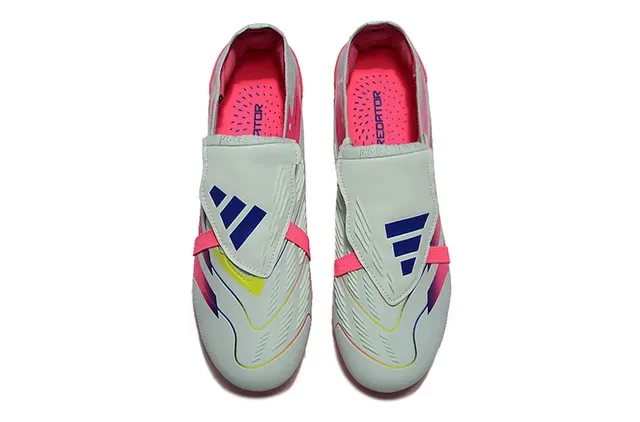 Adidas Predator Chuteira Low-Cut Rosa e Cinza Com Studs Moldados Sol Translucido Gramado Firme 2