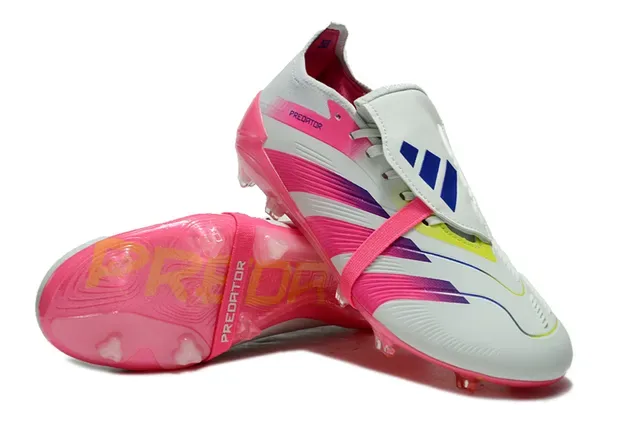 Adidas Predator Chuteira Low-Cut Rosa e Cinza Com Studs Moldados Sol Translucido Gramado Firme 3
