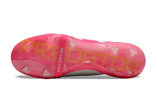 Adidas Predator Chuteira Low-Cut Rosa e Cinza Com Studs Moldados Sol Translucido Gramado Firme 5